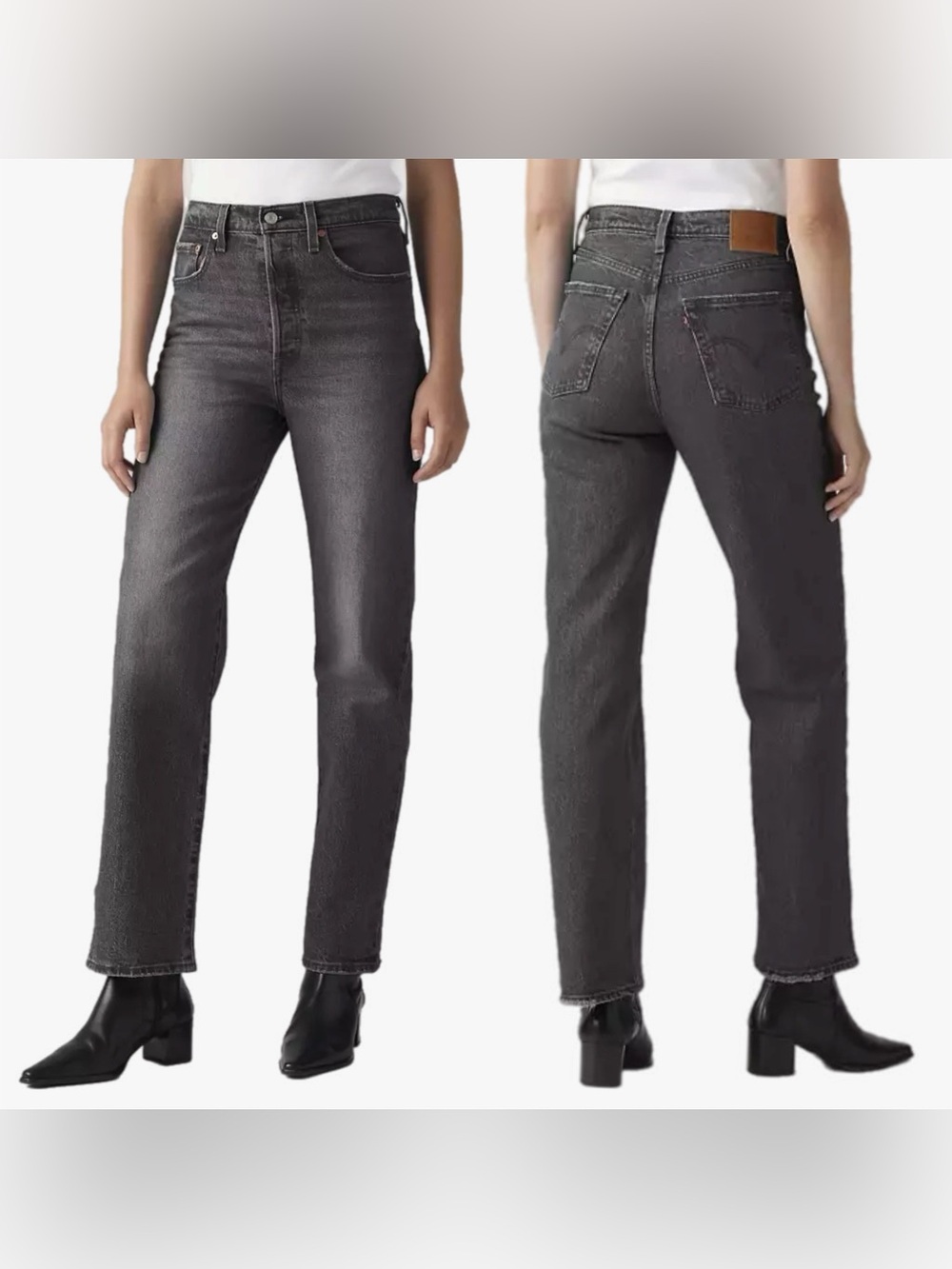 Levi’s Button Fly Ribcage Straight Ankle Black Wash Women’s Size 31 - Picture 2 of 9